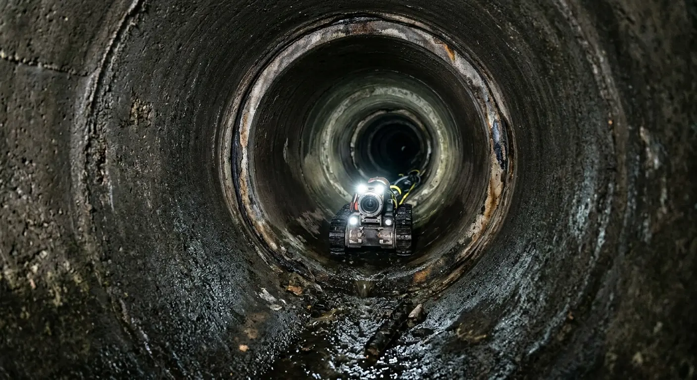 Robotic sewer camera inspecting pipe interior for Sewer Line Repair in Lone Tree
